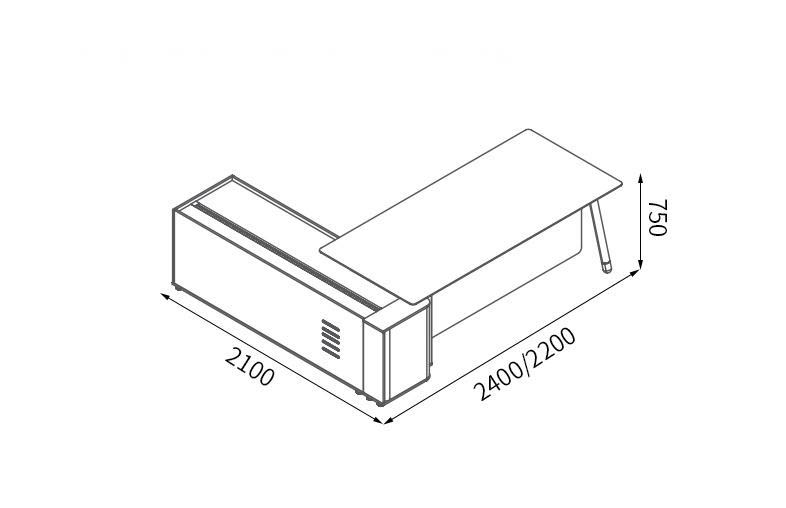 mesa executiva em formato l 7